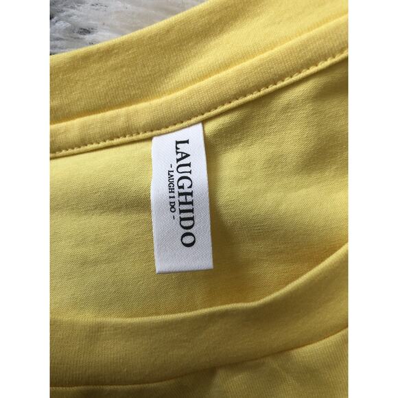 Laughido Cinched Side Ruching Dress Set Of Two Medium Black Yellow Stretchy H1 - Picture 6 of 8